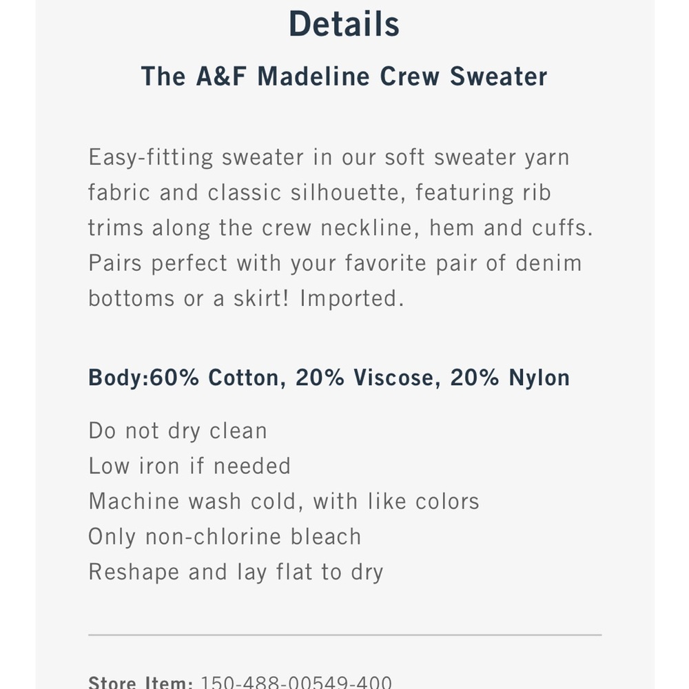 A&F Madeline Crew Sweater, XS, Cream Stripe - Picture 6 of 7